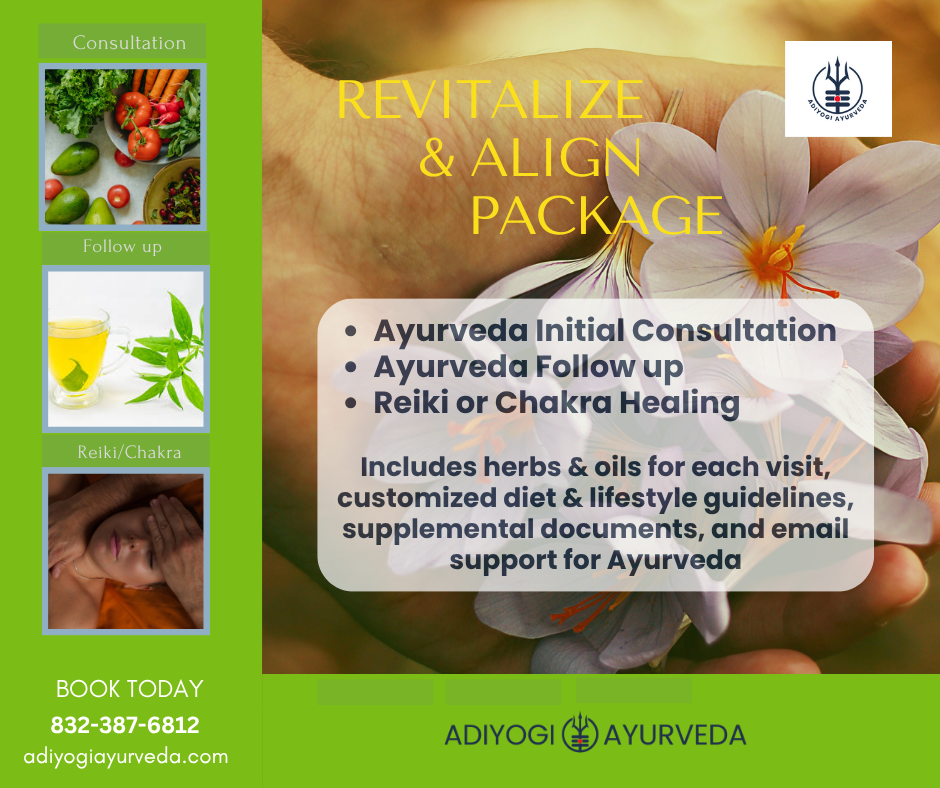 Revitalize and align package, Adiyogi Ayurveda, Houston TX